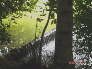 The Rio Bagaces tumbles over small dam beside the property.